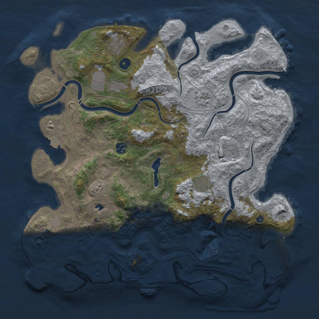 Rust Map: Procedural Map, Size: 4250, Seed: 152352522, 13 Monuments