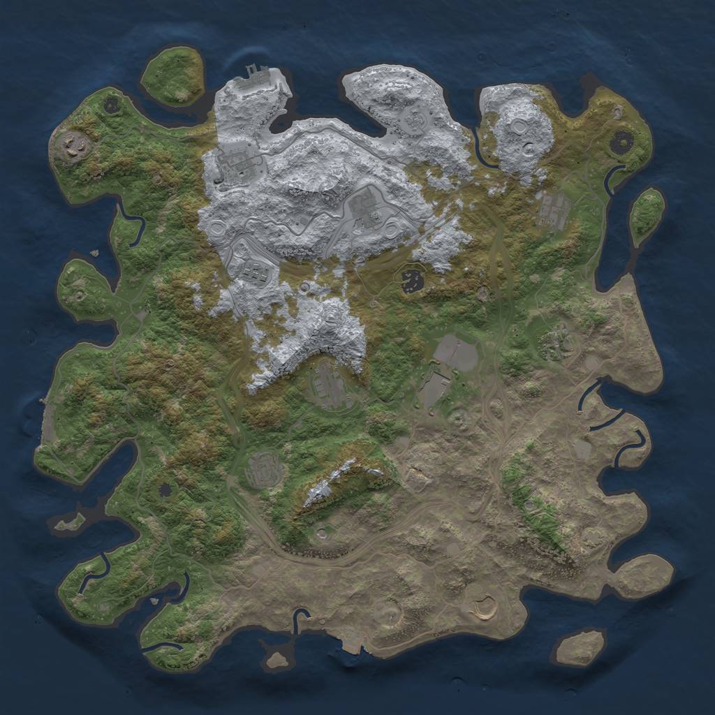 Rust Map: Procedural Map, Size: 4500, Seed: 1861244169, 19 Monuments