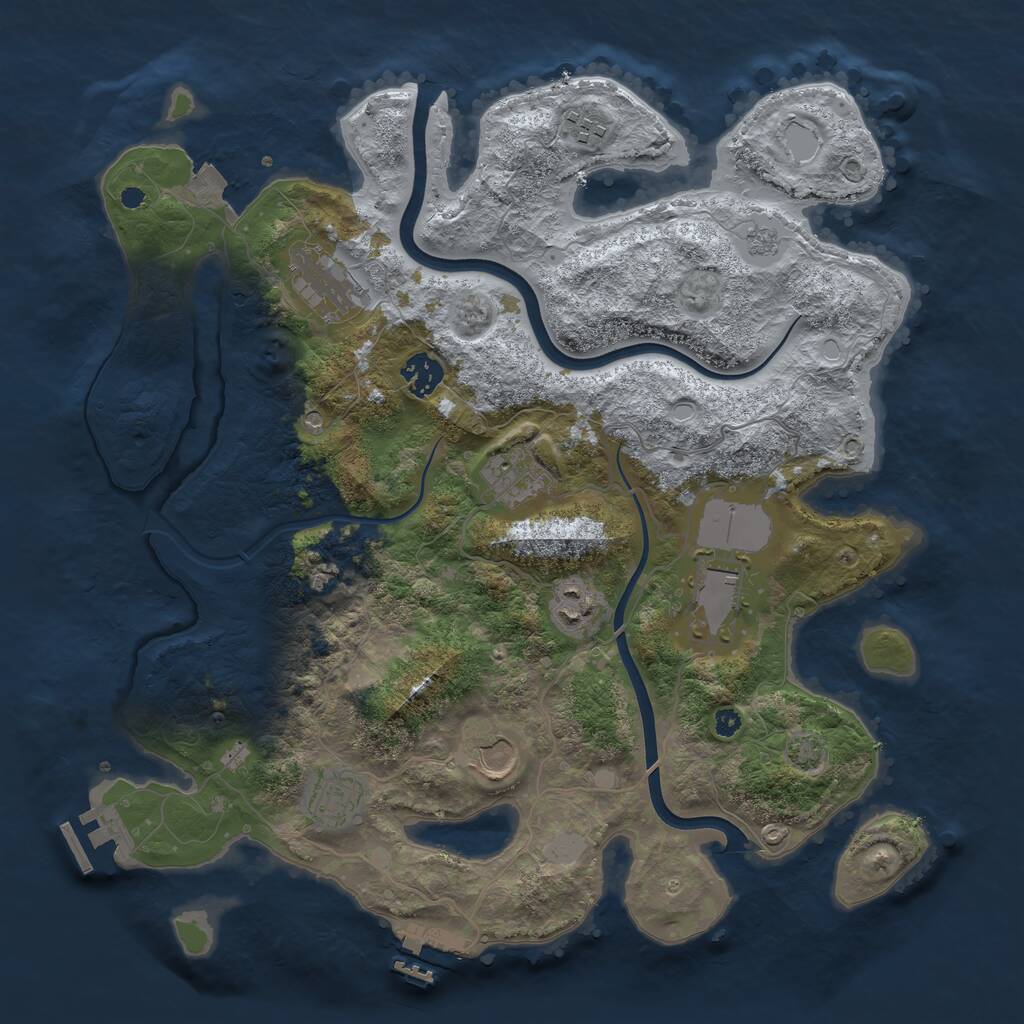Rust Map: Procedural Map, Size: 3750, Seed: 36503416, 14 Monuments