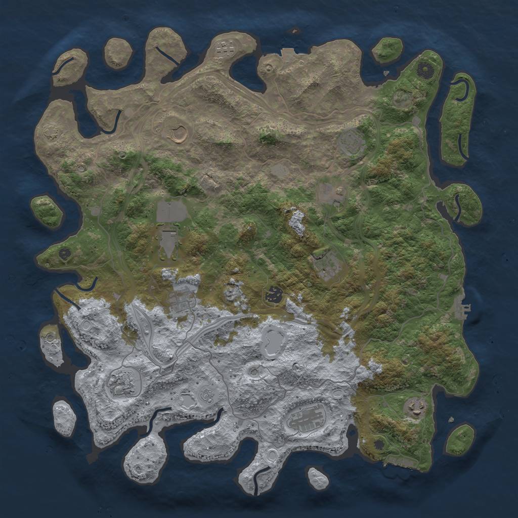 Rust Map: Procedural Map, Size: 4500, Seed: 477888066, 19 Monuments