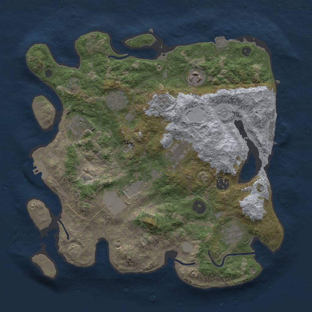Rust Map: Procedural Map, Size: 3500, Seed: 1569985553, 16 Monuments