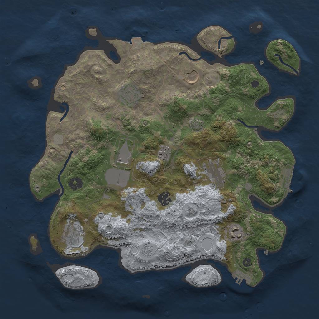 Rust Map: Procedural Map, Size: 3500, Seed: 577168810, 16 Monuments