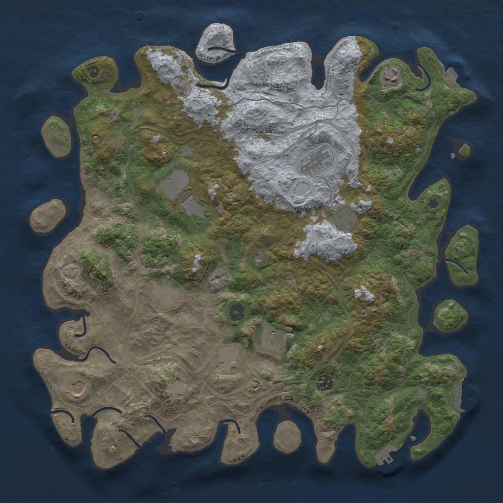 Rust Map: Procedural Map, Size: 4500, Seed: 1130958659, 18 Monuments