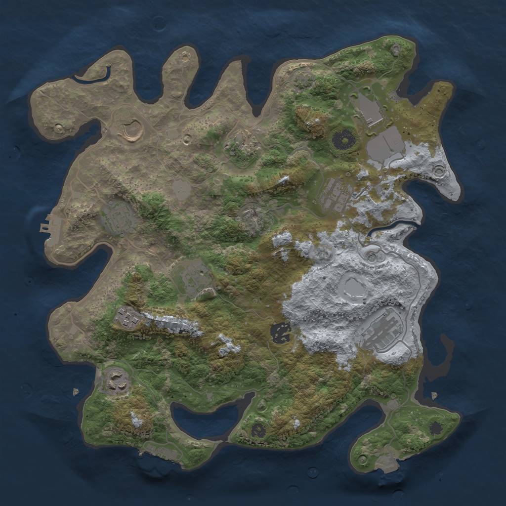 Rust Map: Procedural Map, Size: 3500, Seed: 387775656, 17 Monuments