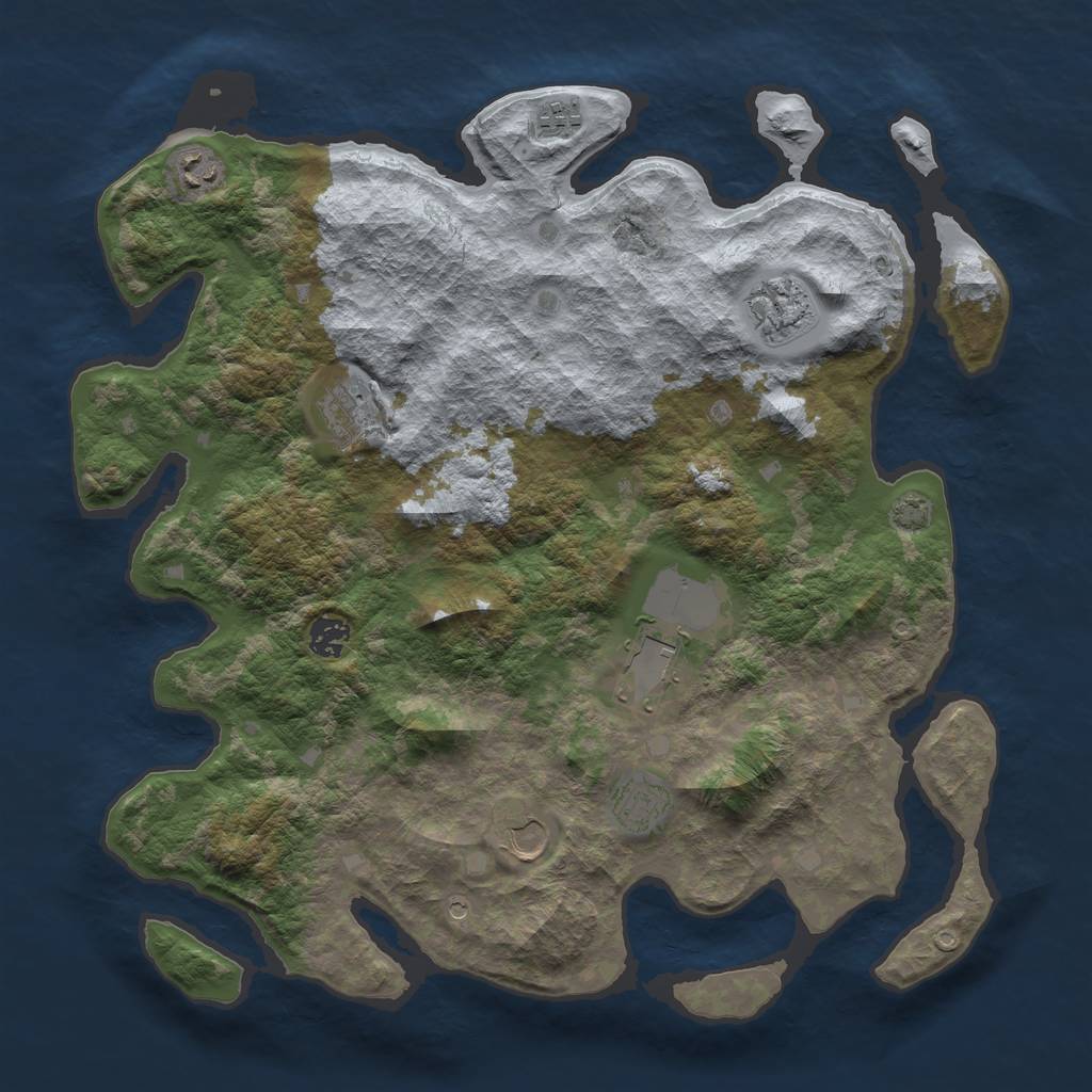 Rust Map: Barren, Size: 4000, Seed: 45475, 12 Monuments