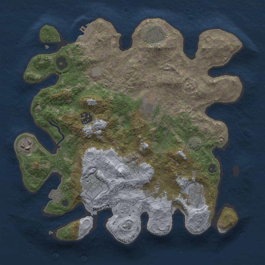 Rust Map: Procedural Map, Size: 3200, Seed: 2840571, 13 Monuments