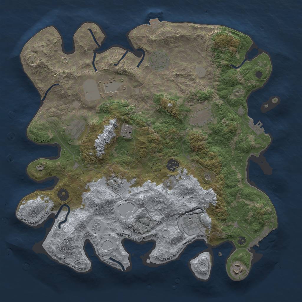 Rust Map: Procedural Map, Size: 3750, Seed: 57286641, 17 Monuments
