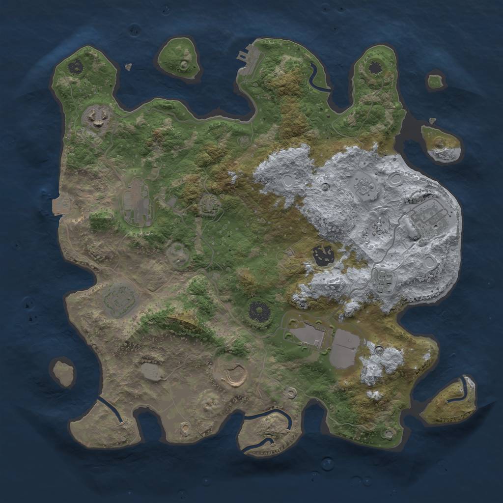 Rust Map: Procedural Map, Size: 3500, Seed: 335453, 14 Monuments