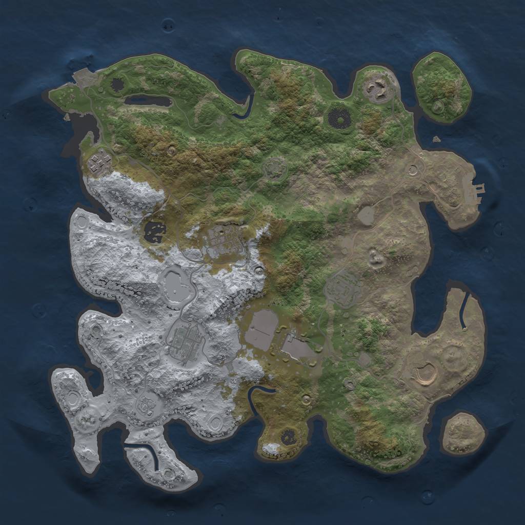 Rust Map: Procedural Map, Size: 3500, Seed: 1718247220, 15 Monuments
