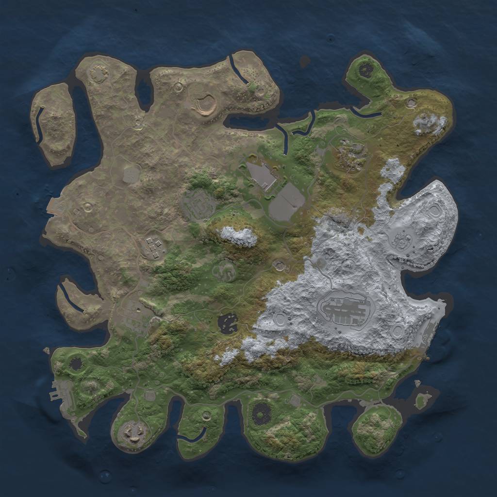 Rust Map: Procedural Map, Size: 3500, Seed: 848275727, 17 Monuments