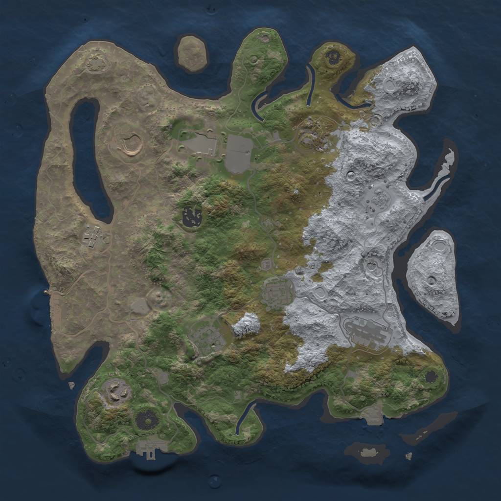 Rust Map: Procedural Map, Size: 3500, Seed: 42466, 17 Monuments