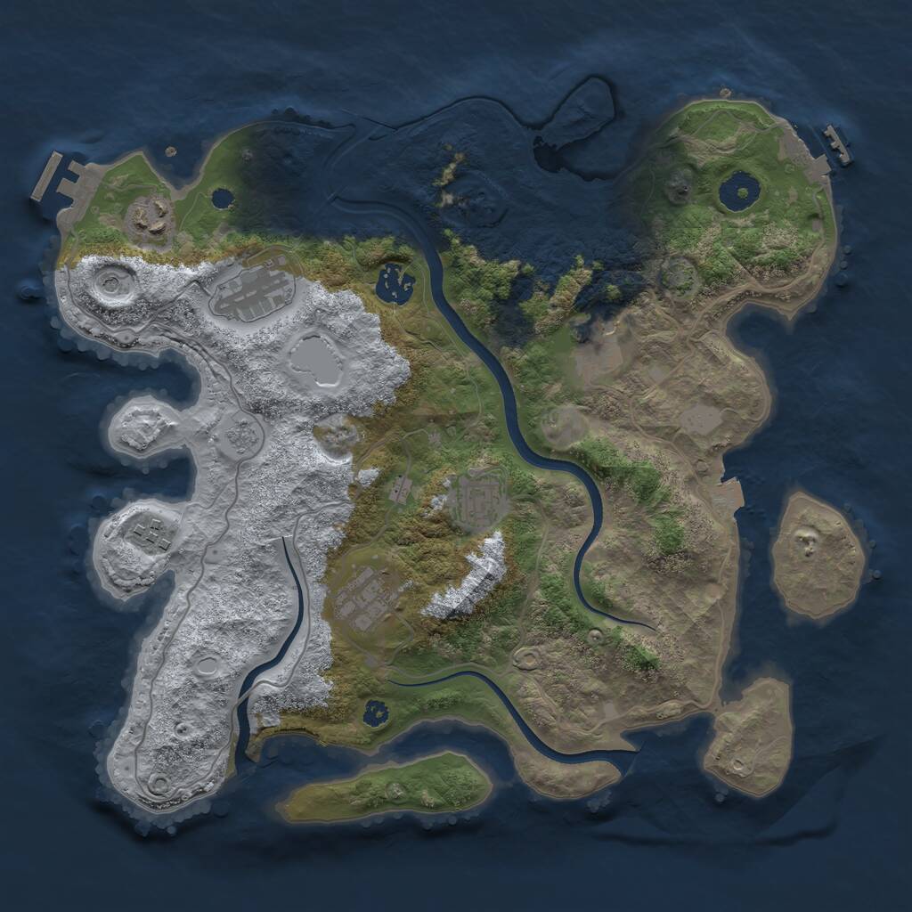 Rust Map: Procedural Map, Size: 3500, Seed: 105167833, 13 Monuments