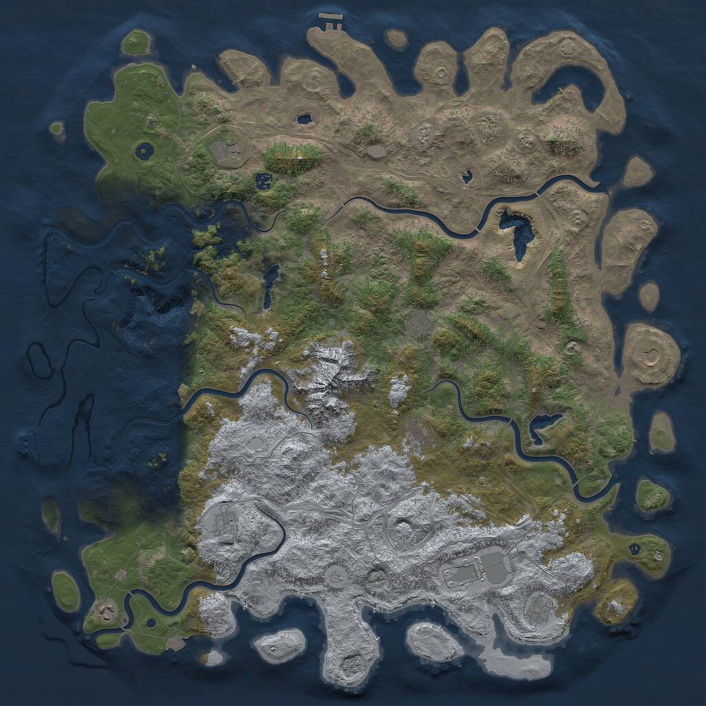 Rust Map: Procedural Map, Size: 6000, Seed: 1378081518, 17 Monuments