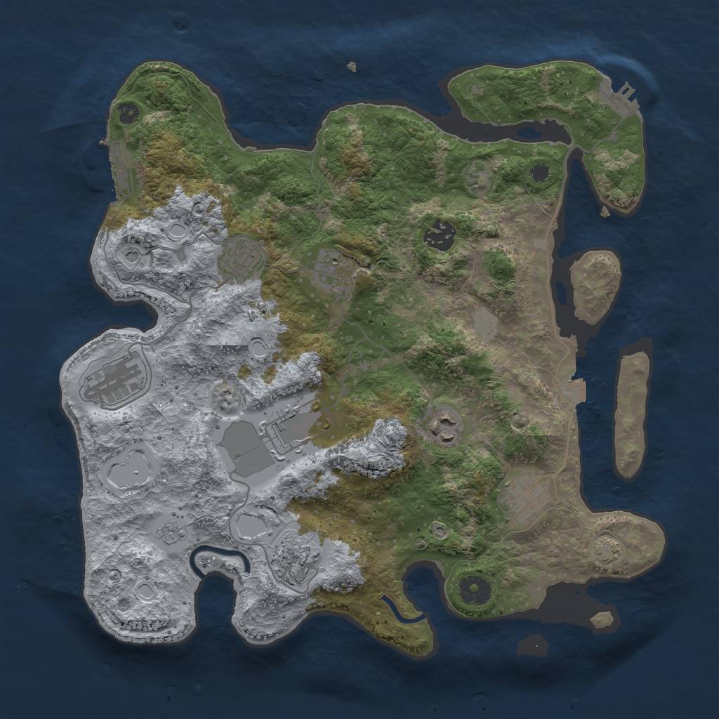 Rust Map: Procedural Map, Size: 3500, Seed: 992448660, 16 Monuments