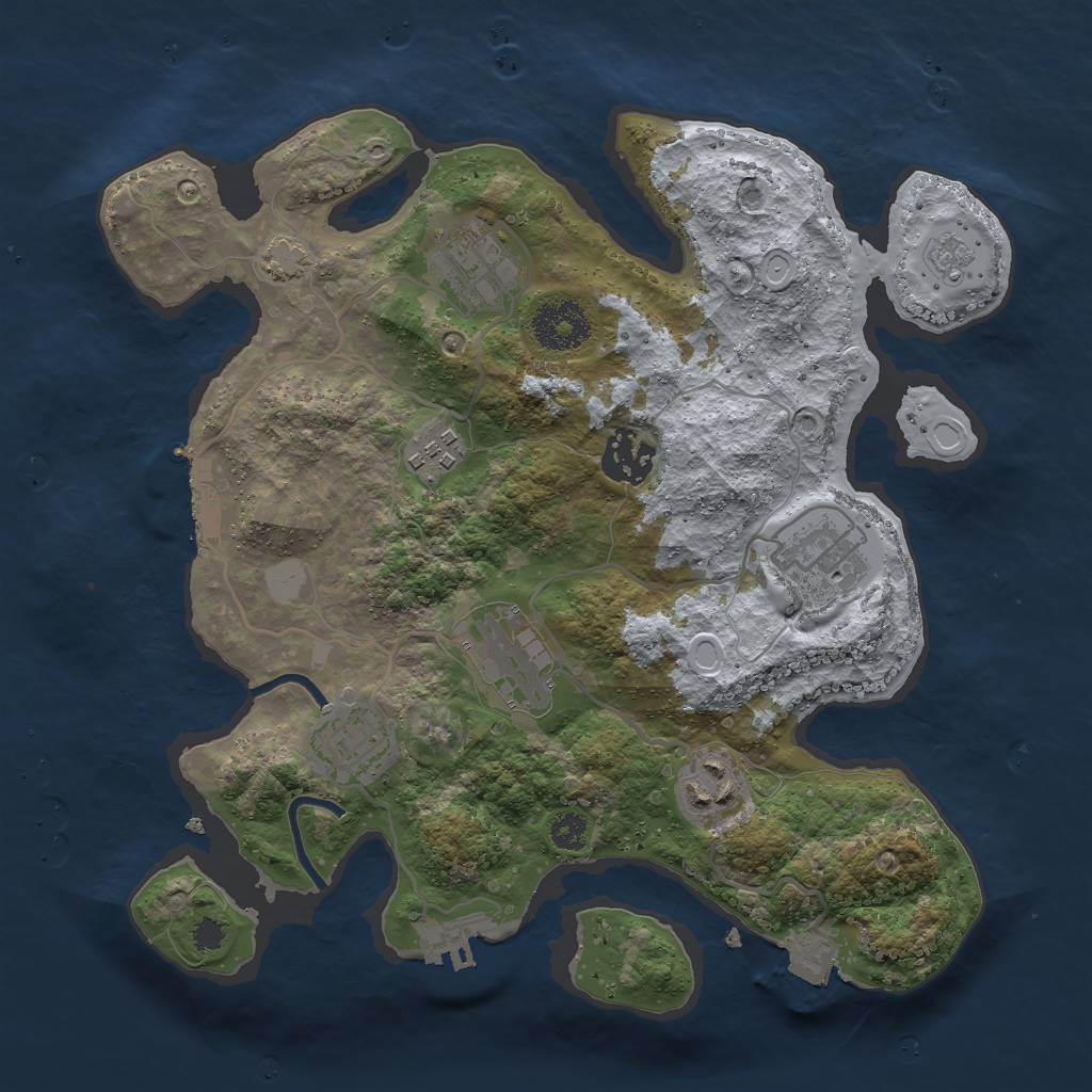 Rust Map: Procedural Map, Size: 3000, Seed: 1409716167, 14 Monuments
