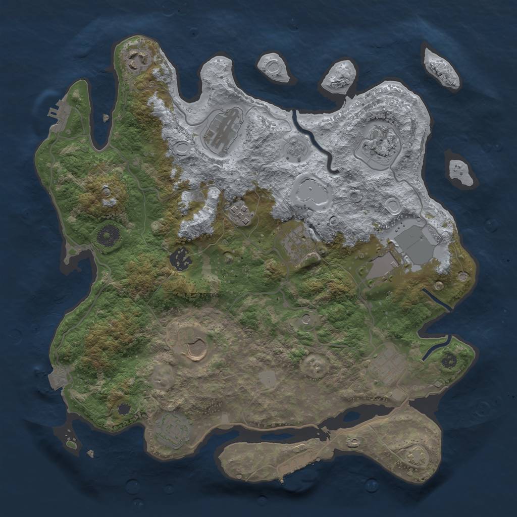 Rust Map: Procedural Map, Size: 3500, Seed: 1715937017, 18 Monuments