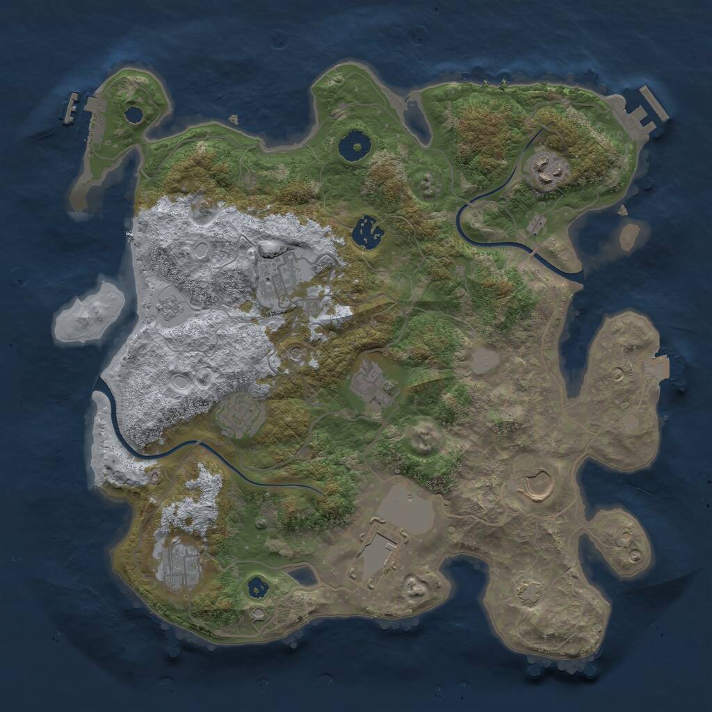 Rust Map: Procedural Map, Size: 3500, Seed: 664799635, 14 Monuments