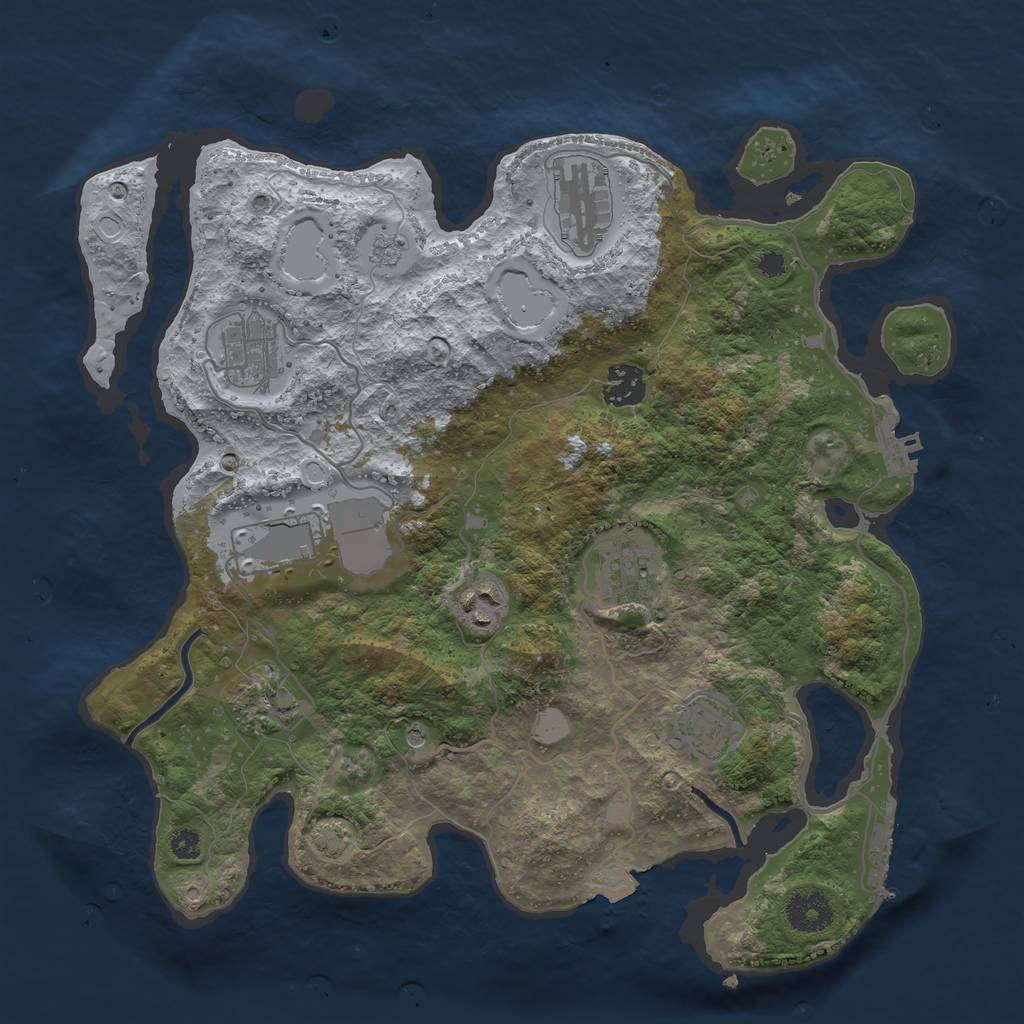 Rust Map: Procedural Map, Size: 3500, Seed: 685966001, 16 Monuments