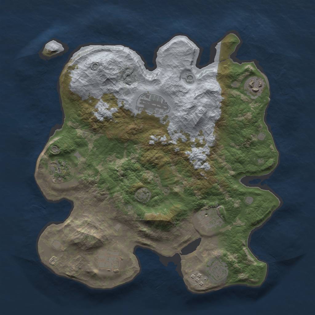 Rust Map: Barren, Size: 3200, Seed: 30354, 11 Monuments