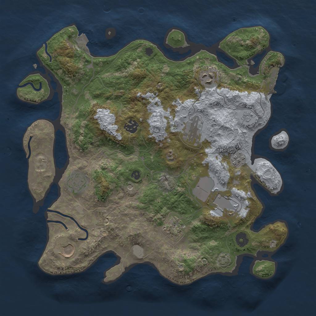 Rust Map: Procedural Map, Size: 3500, Seed: 293516756, 15 Monuments