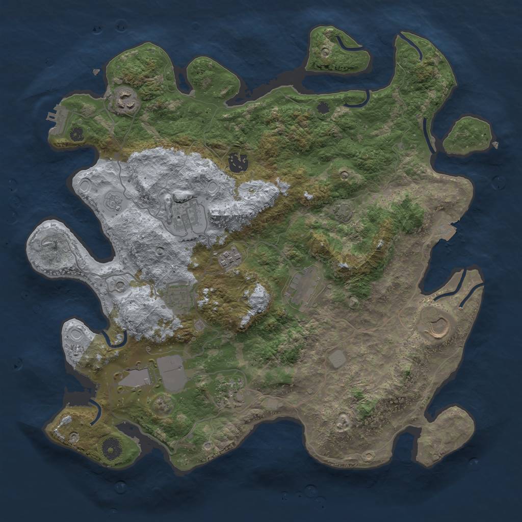 Rust Map: Procedural Map, Size: 3800, Seed: 78163, 16 Monuments