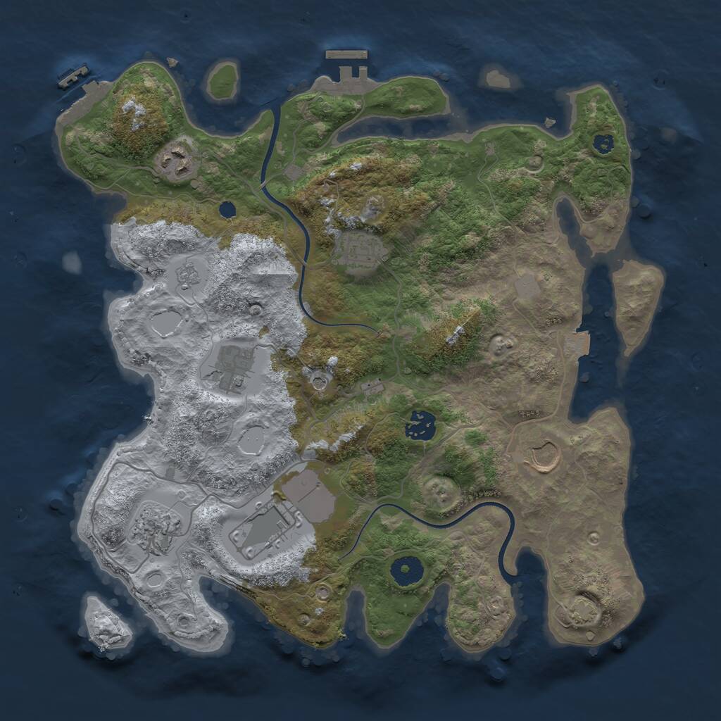 Rust Map: Procedural Map, Size: 3500, Seed: 881311166, 13 Monuments