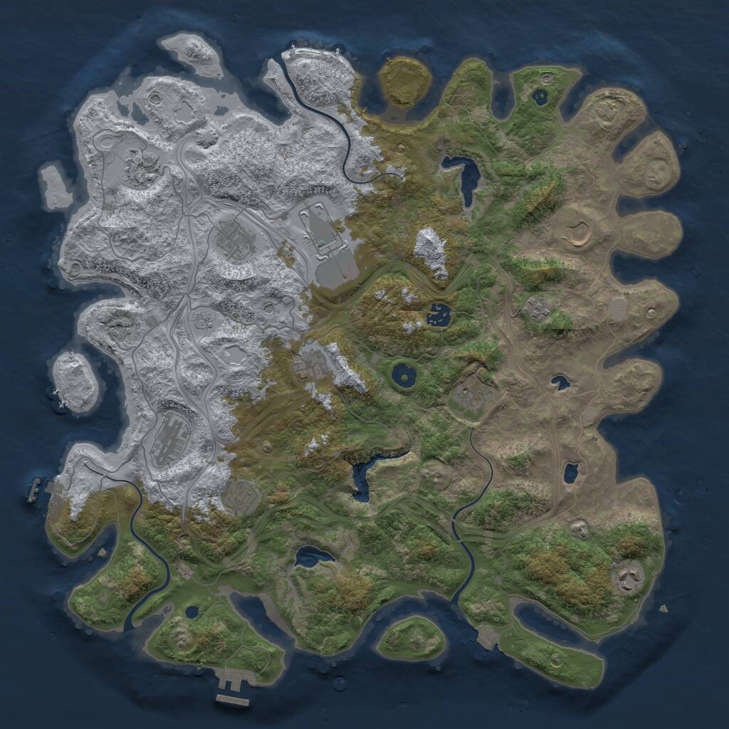 Rust Map: Procedural Map, Size: 4500, Seed: 1919, 17 Monuments