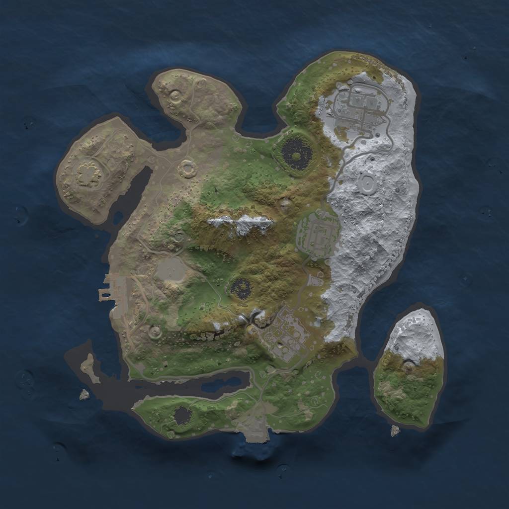 Rust Map: Procedural Map, Size: 2500, Seed: 54056320, 8 Monuments