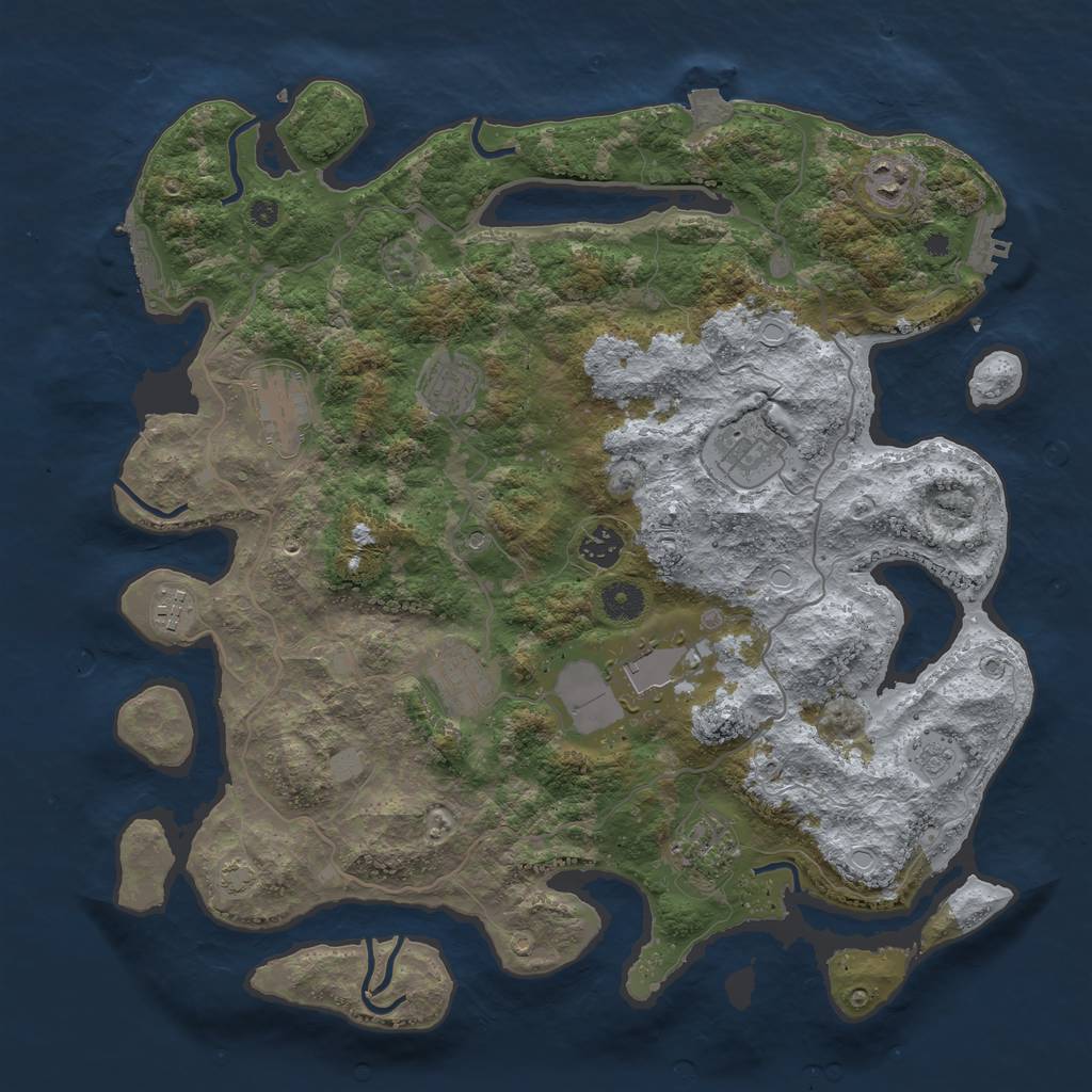 Rust Map: Procedural Map, Size: 4000, Seed: 938241962, 17 Monuments
