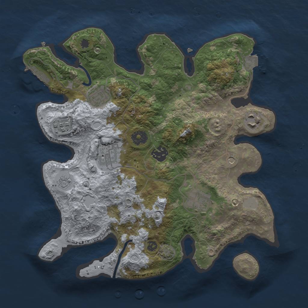 Rust Map: Procedural Map, Size: 3000, Seed: 371182767, 13 Monuments