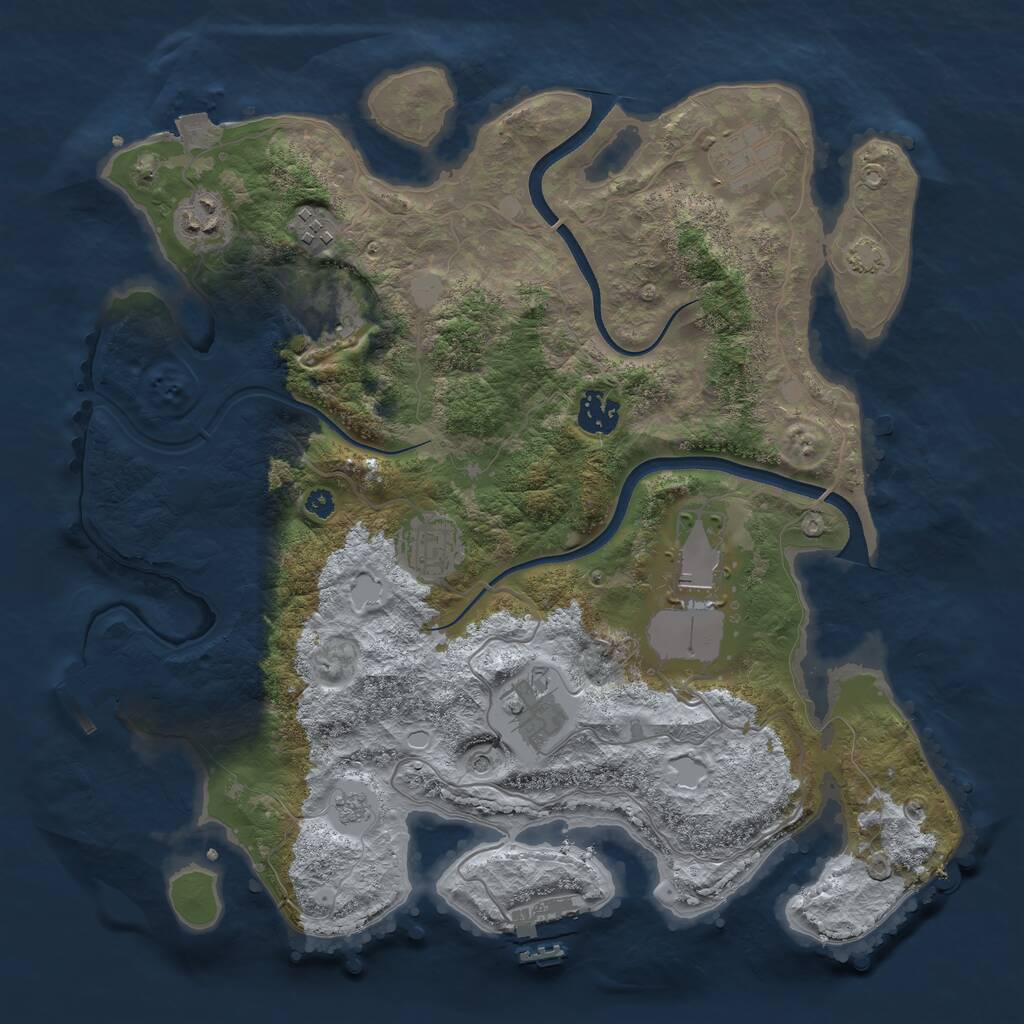 Rust Map: Procedural Map, Size: 3600, Seed: 1994876017, 14 Monuments