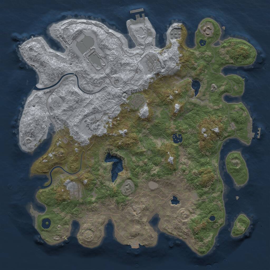 Rust Map: Procedural Map, Size: 4000, Seed: 738453830, 14 Monuments