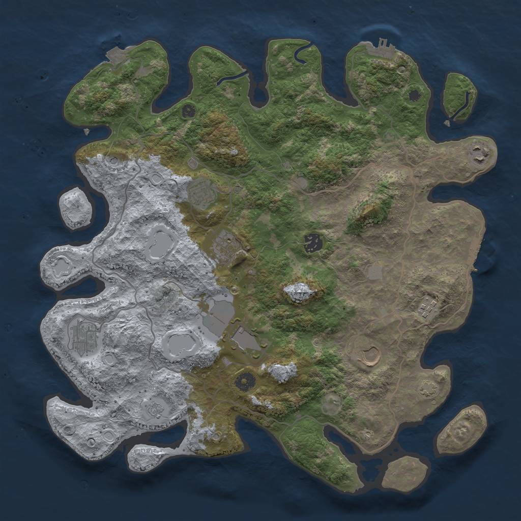 Rust Map: Procedural Map, Size: 4000, Seed: 1415421777, 16 Monuments