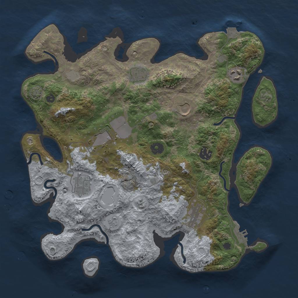 Rust Map: Procedural Map, Size: 3500, Seed: 1388511123, 14 Monuments
