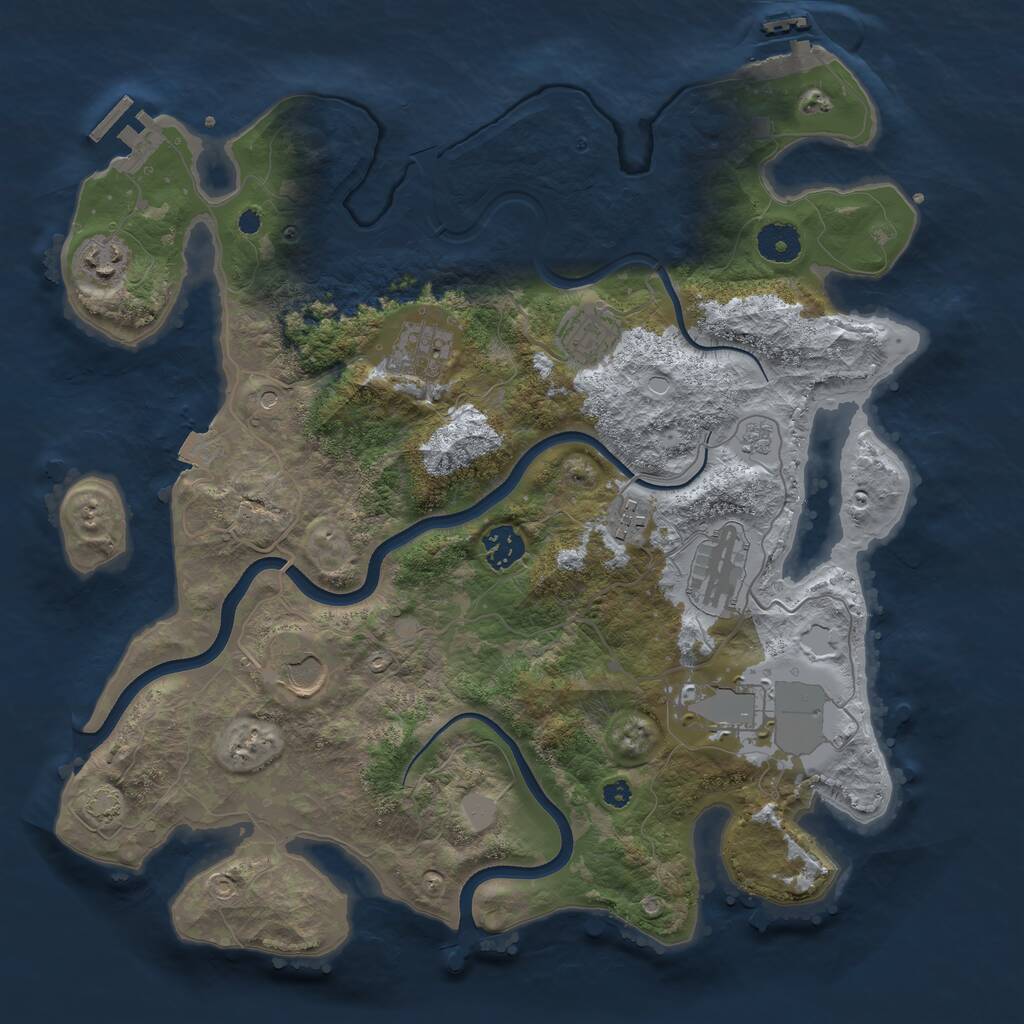 Rust Map: Procedural Map, Size: 3700, Seed: 160692291, 14 Monuments