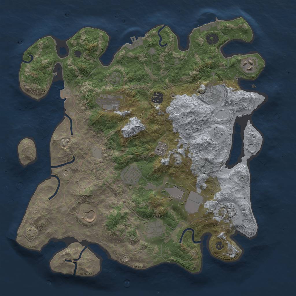 Rust Map: Procedural Map, Size: 3700, Seed: 160692291, 18 Monuments