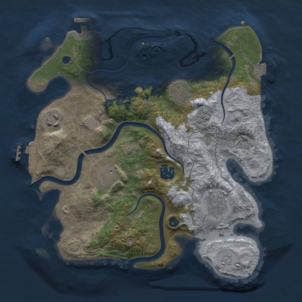 Rust Map: Procedural Map, Size: 3000, Seed: 55807450, 12 Monuments