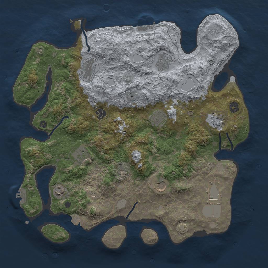 Rust Map: Procedural Map, Size: 3850, Seed: 1313729441, 18 Monuments