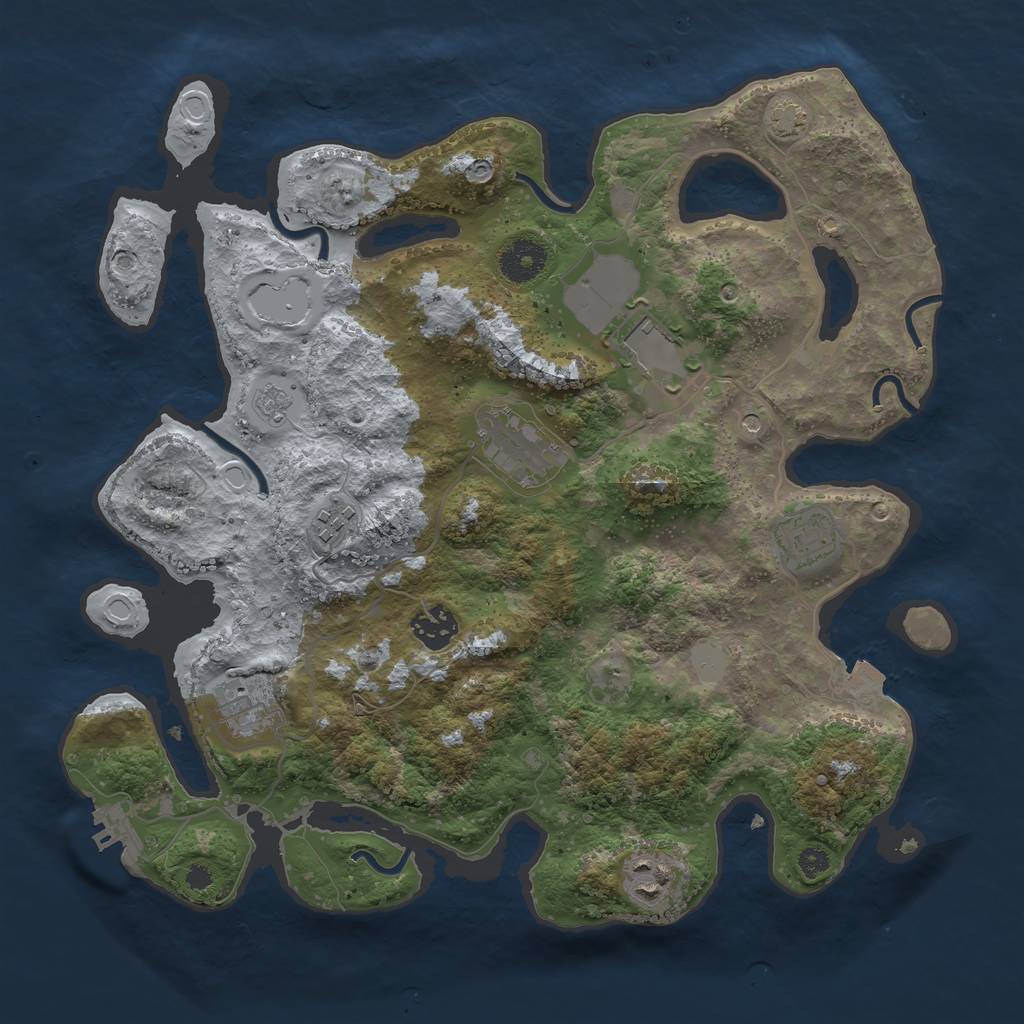 Rust Map: Procedural Map, Size: 3500, Seed: 1238058467, 14 Monuments