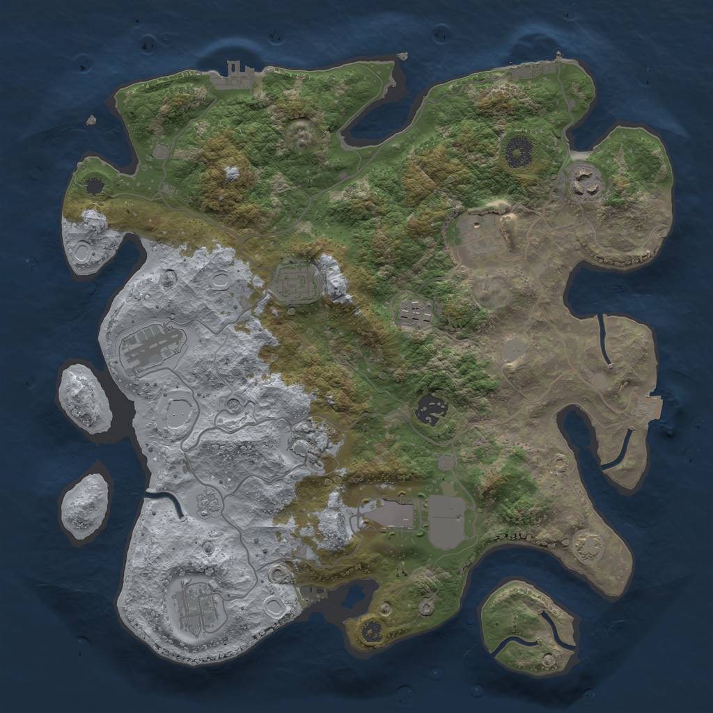 Rust Map: Procedural Map, Size: 3500, Seed: 585329690, 17 Monuments