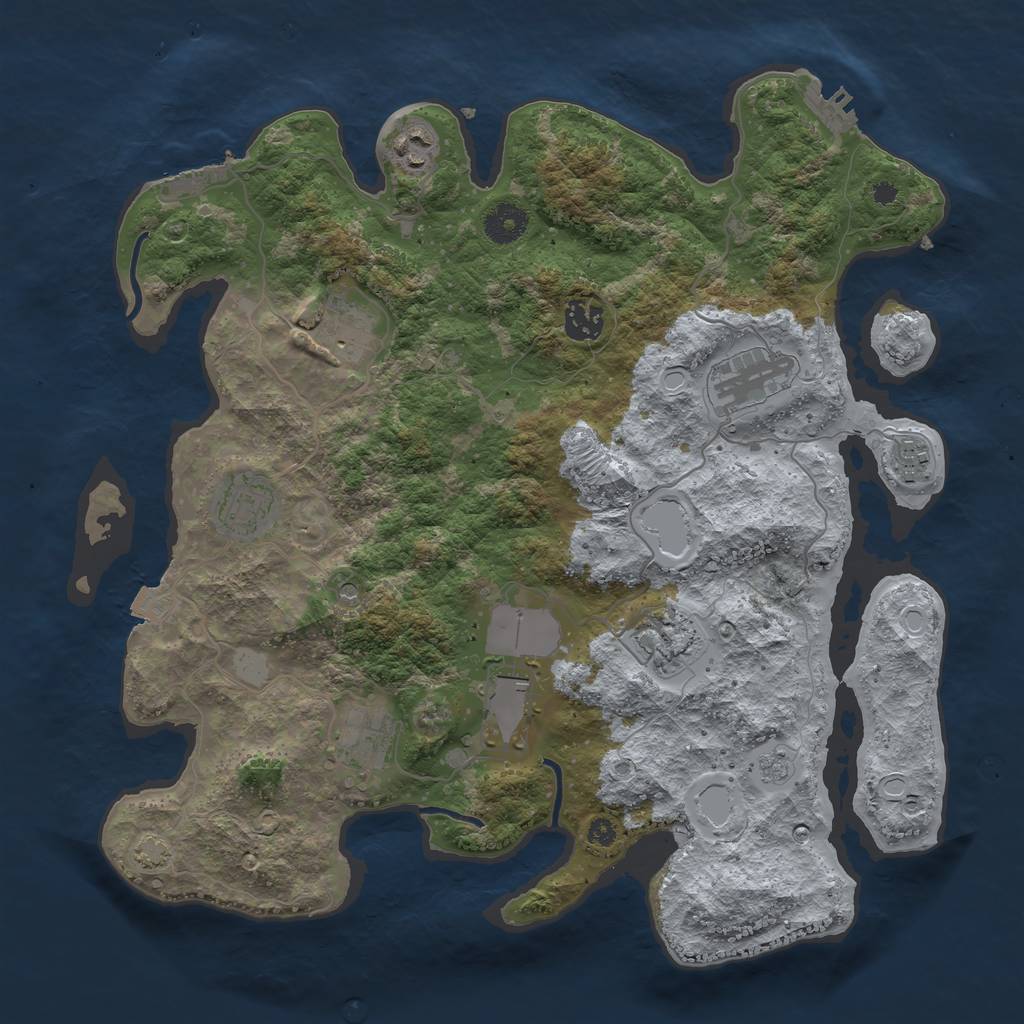 Rust Map: Procedural Map, Size: 3700, Seed: 797723882, 17 Monuments