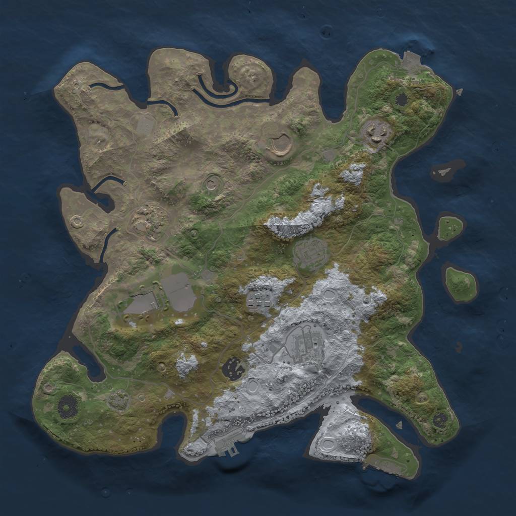 Rust Map: Procedural Map, Size: 3500, Seed: 146283952, 15 Monuments