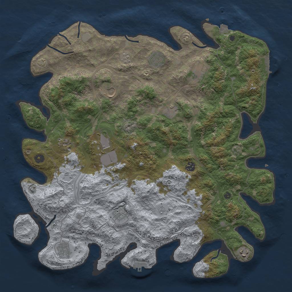 Rust Map: Procedural Map, Size: 4500, Seed: 374410951, 19 Monuments
