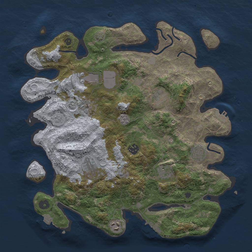 Rust Map: Procedural Map, Size: 3700, Seed: 703715635, 16 Monuments