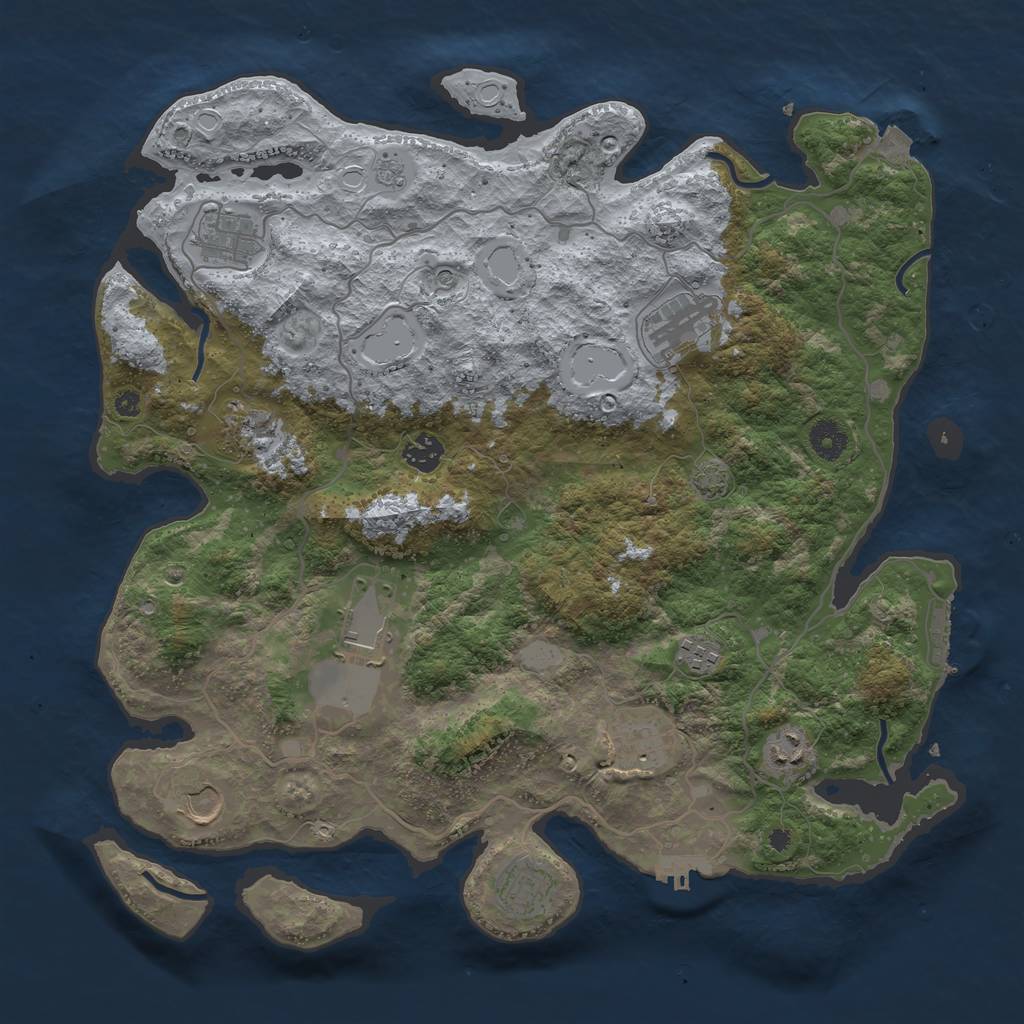 Rust Map: Procedural Map, Size: 4000, Seed: 776059527, 18 Monuments