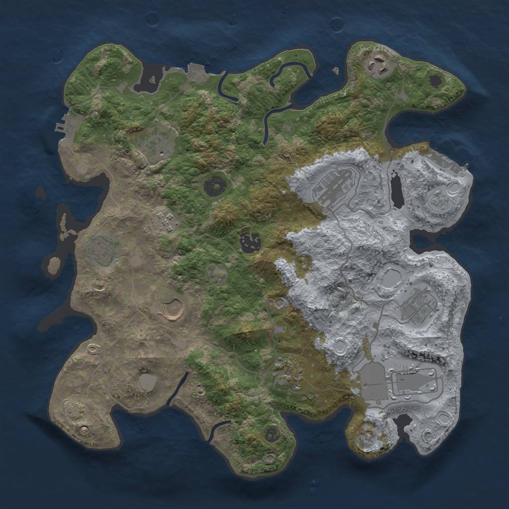 Rust Map: Procedural Map, Size: 3500, Seed: 211657024, 18 Monuments