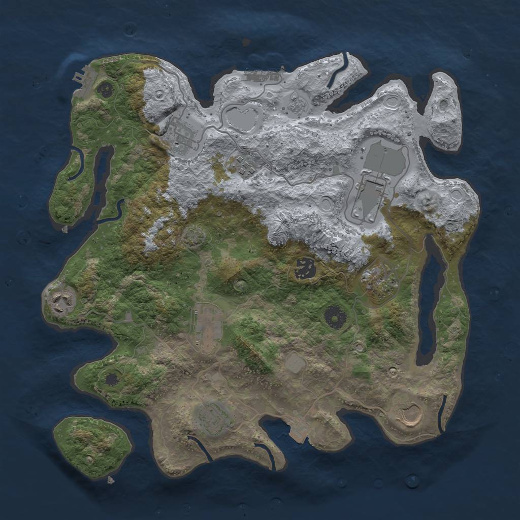 Rust Map: Procedural Map, Size: 3500, Seed: 25674323, 16 Monuments