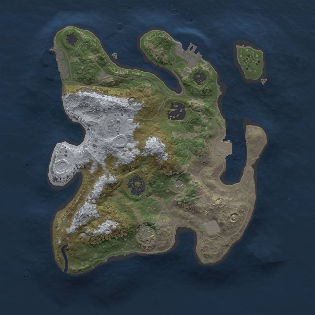 Rust Map: Procedural Map, Size: 2500, Seed: 1872307180, 9 Monuments