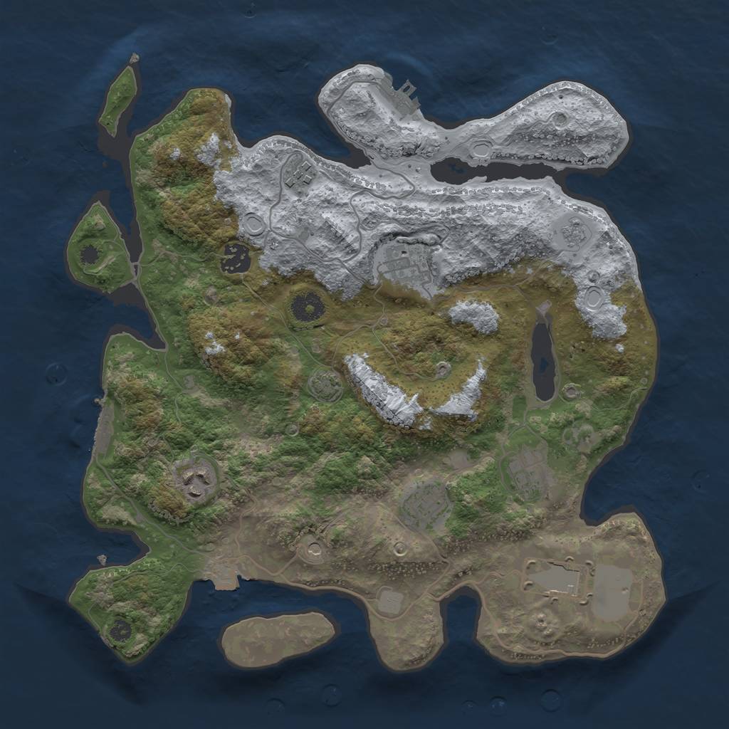 Rust Map: Procedural Map, Size: 3500, Seed: 63433666, 15 Monuments