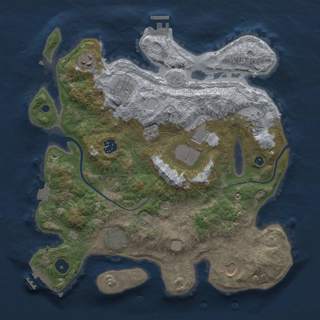 Rust Map: Procedural Map, Size: 3500, Seed: 63433666, 14 Monuments